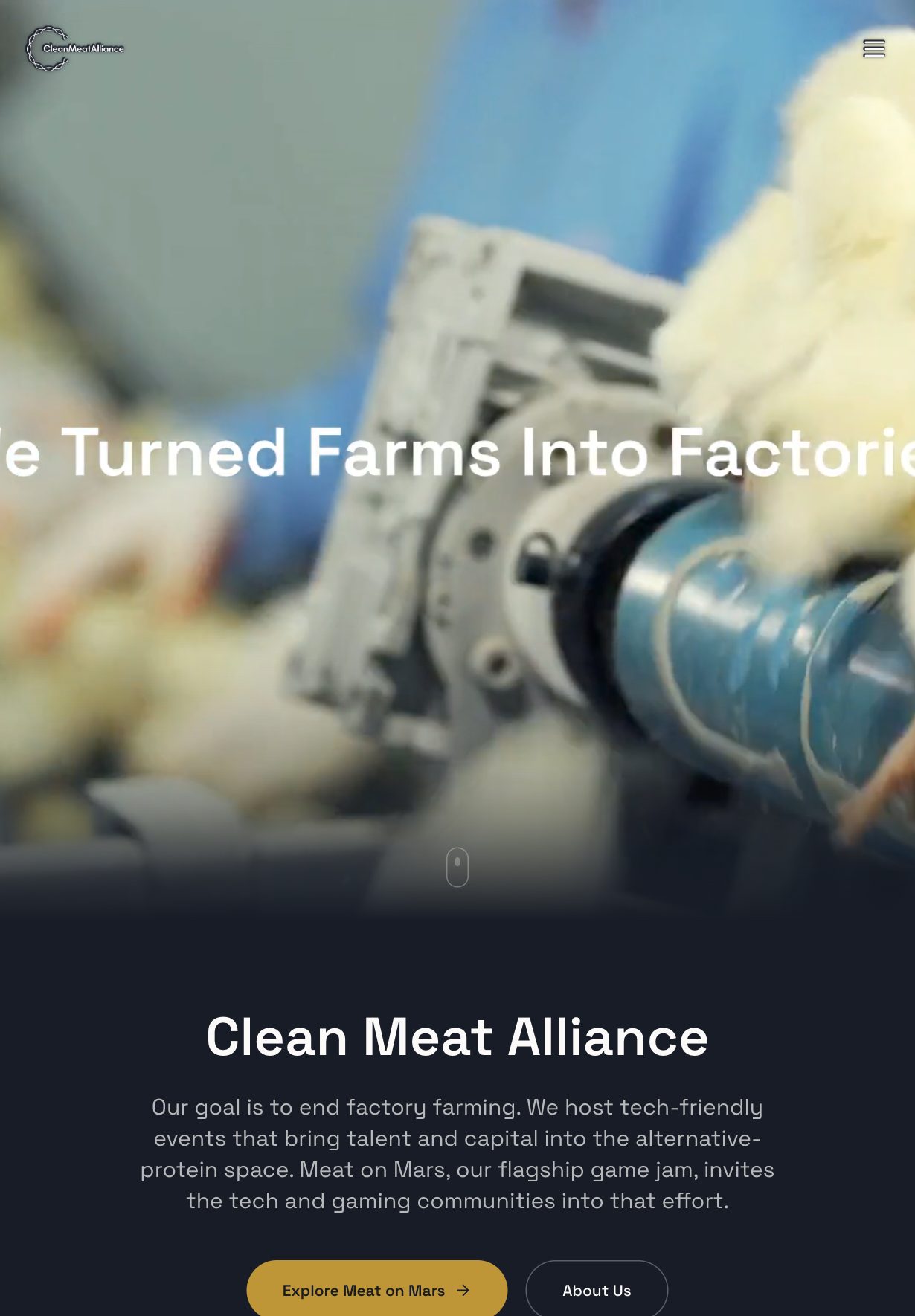 Clean Meat Alliance: Brand, Storytelling & Digital Presence website on a tablet